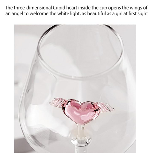 Cupid Heart Red Wine Glass