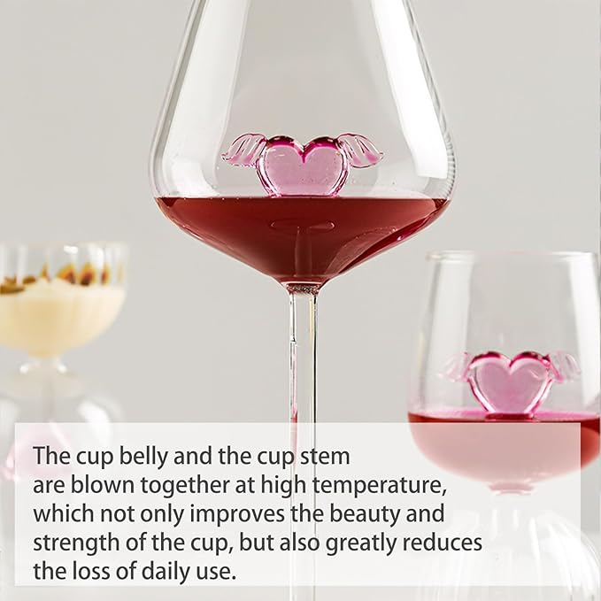 Cupid Heart Red Wine Glass