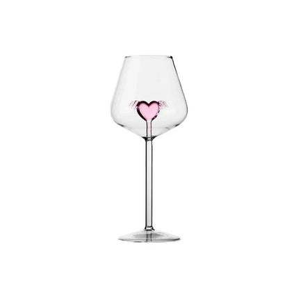 Cupid Heart Red Wine Glass