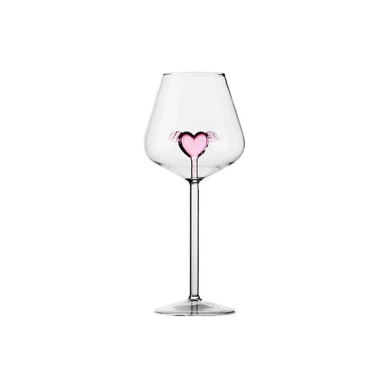 Cupid Heart Red Wine Glass