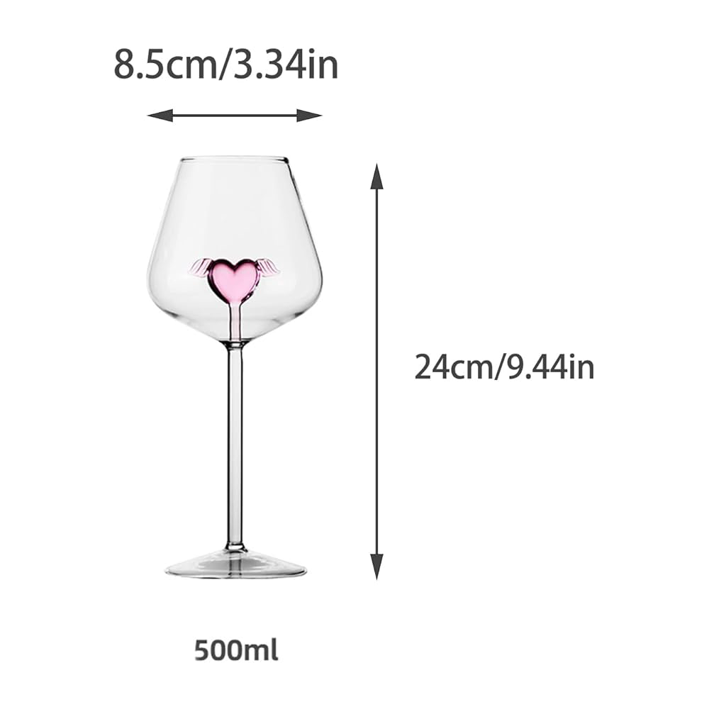 Cupid Heart Red Wine Glass