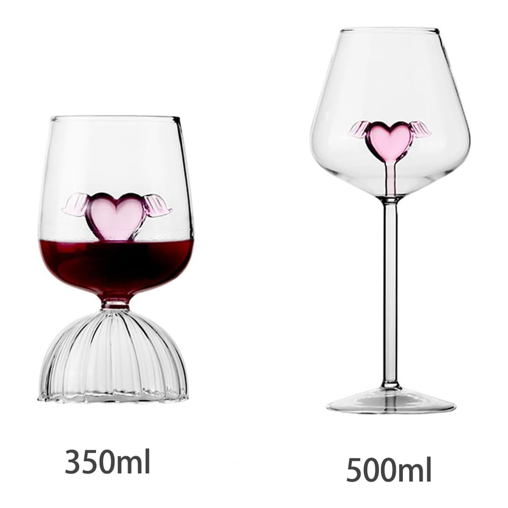 Cupid Heart Red Wine Glass