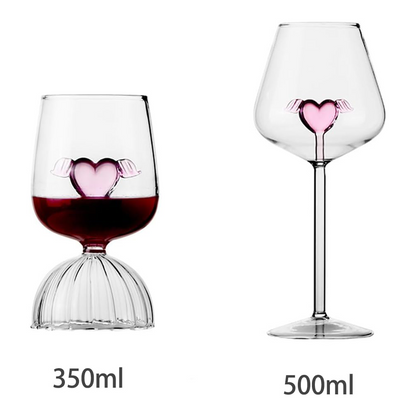 Cupid Heart Red Wine Glass