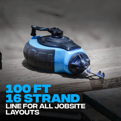 Chalk Line Tool - 100 Feet Thick Line, Hook Design, 6:1 Gear Ratio, Metal Handle