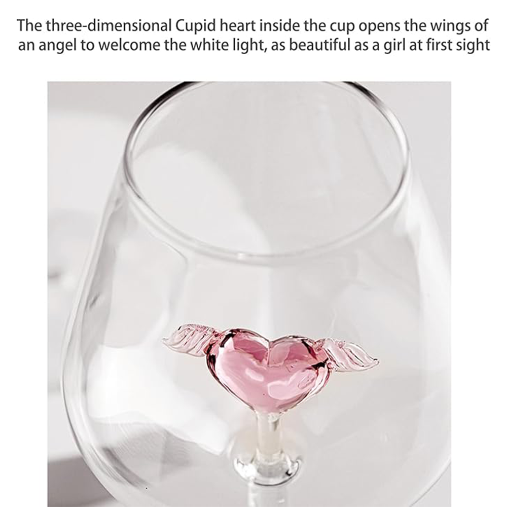 Cupid Heart Red Wine Glass