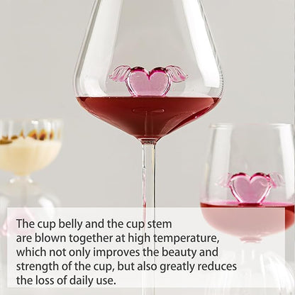Cupid Heart Red Wine Glass