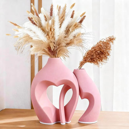 White Heart-Shaped Ceramic Vase Set