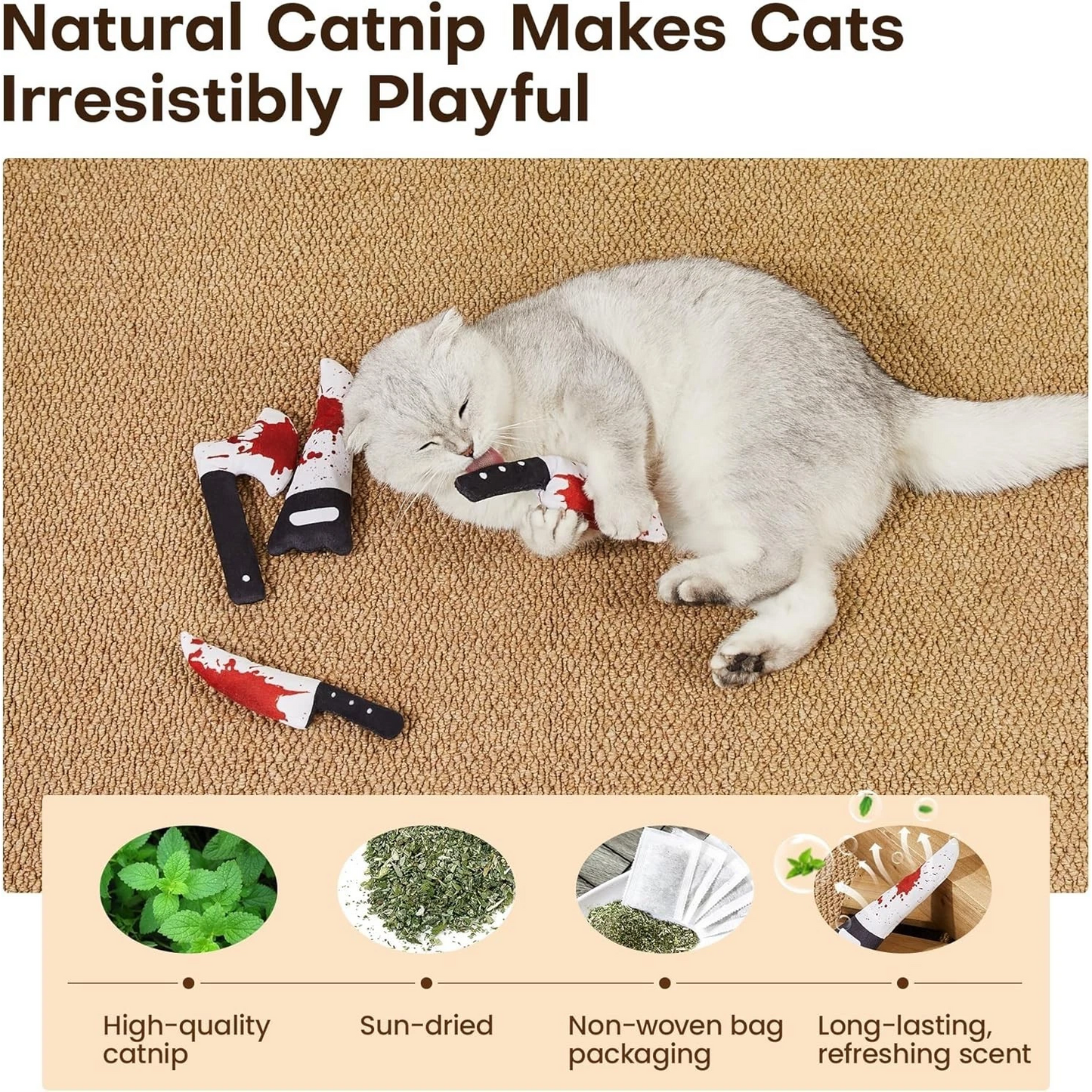 Catnip Crinkle Knife Toys (Set of 4)